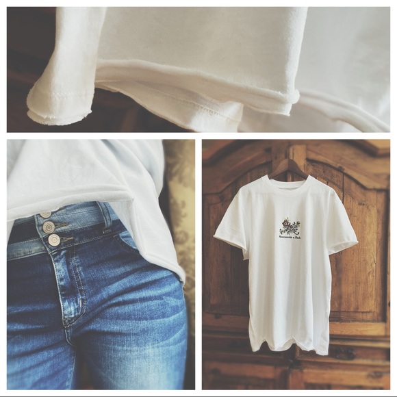 Abercrombie & Fitch Custom Cutoff Graphic Tee Floral White XXL - Picture 6 of 12